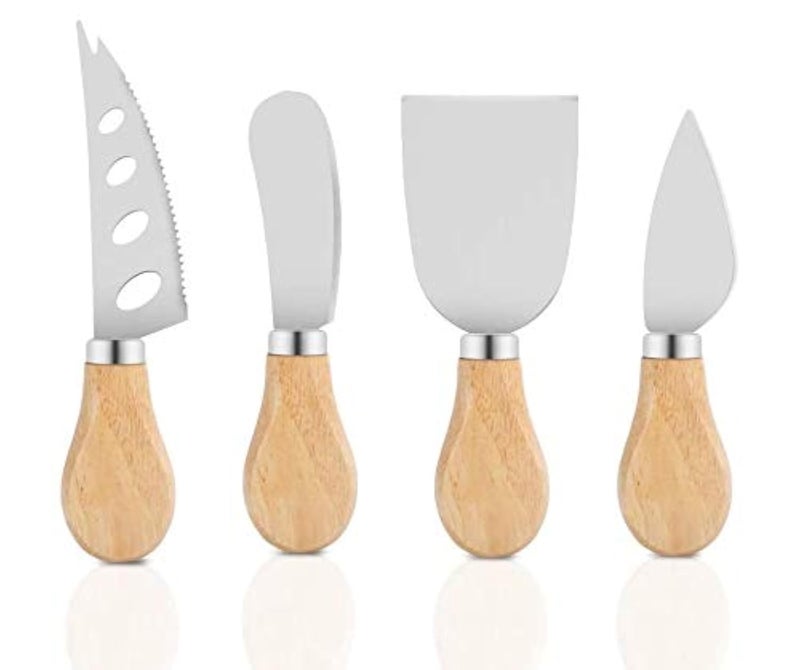 IKTU 4 PCS Cheese Knife Set, Premium Stainless Steel Cheese Slicer and Cutter Collection with Wooden Handle - Image 1