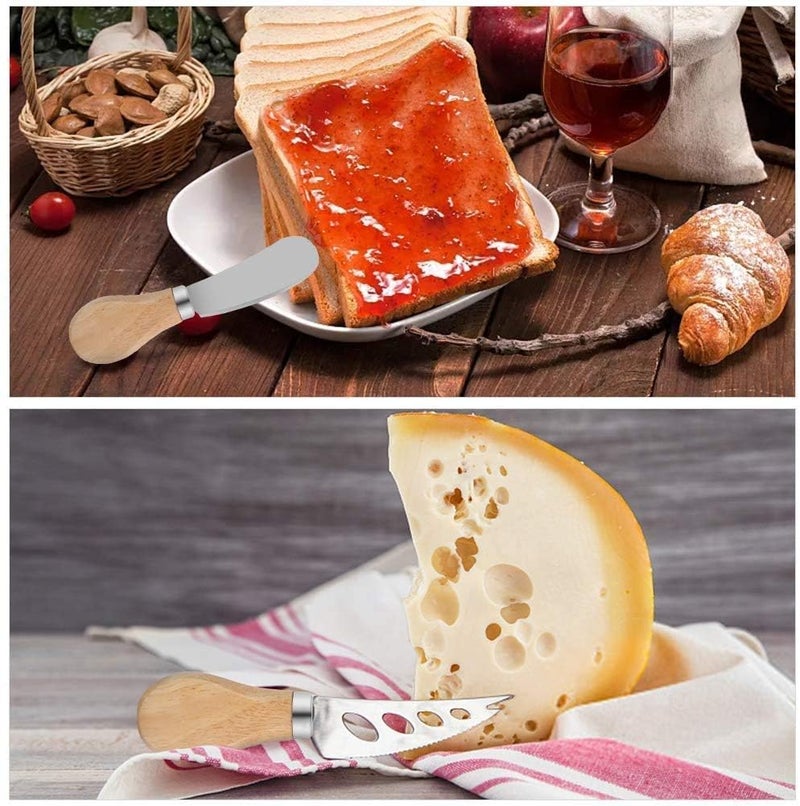 IKTU 4 PCS Cheese Knife Set, Premium Stainless Steel Cheese Slicer and Cutter Collection with Wooden Handle - Image 5