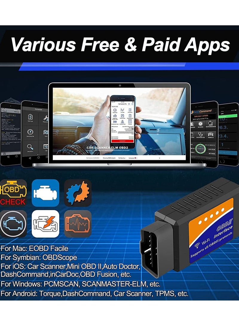 إي وورلد محول قارئ أعطال محرك الماسح اللاسلكي WIFI للسيارة لنظام IOS Android و Windows - Image 4