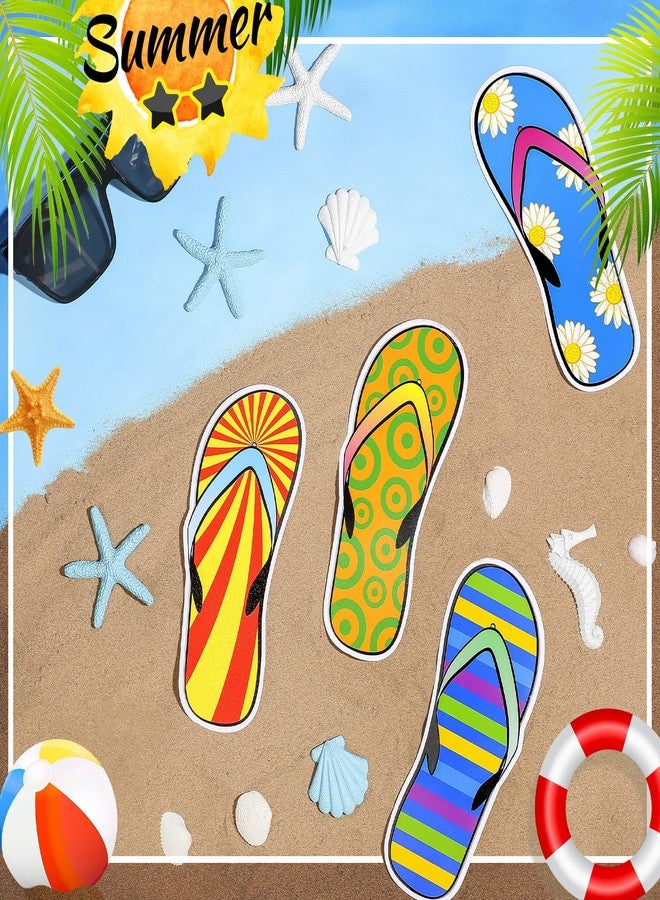 Teling 74 Pcs Flip Flop Summer Bulletin Board Decorations Flip Flop Beach Cutouts May Tropical Hawaiian Theme Decor Pool Party Cutouts with Glue Point Dots for Classroom School Office Wall(Simple) - Image 4