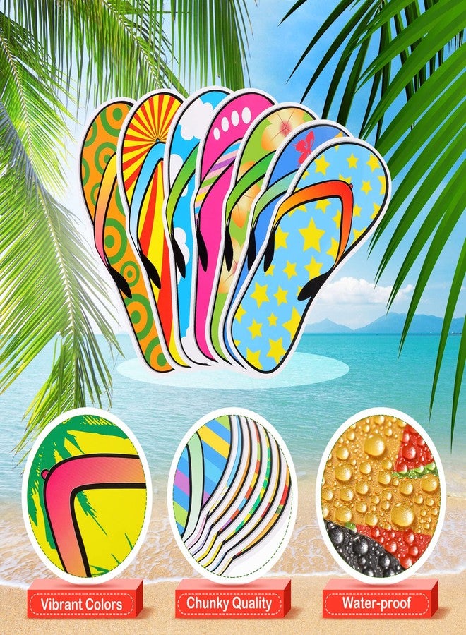 Teling 74 Pcs Flip Flop Summer Bulletin Board Decorations Flip Flop Beach Cutouts May Tropical Hawaiian Theme Decor Pool Party Cutouts with Glue Point Dots for Classroom School Office Wall(Simple) - Image 3