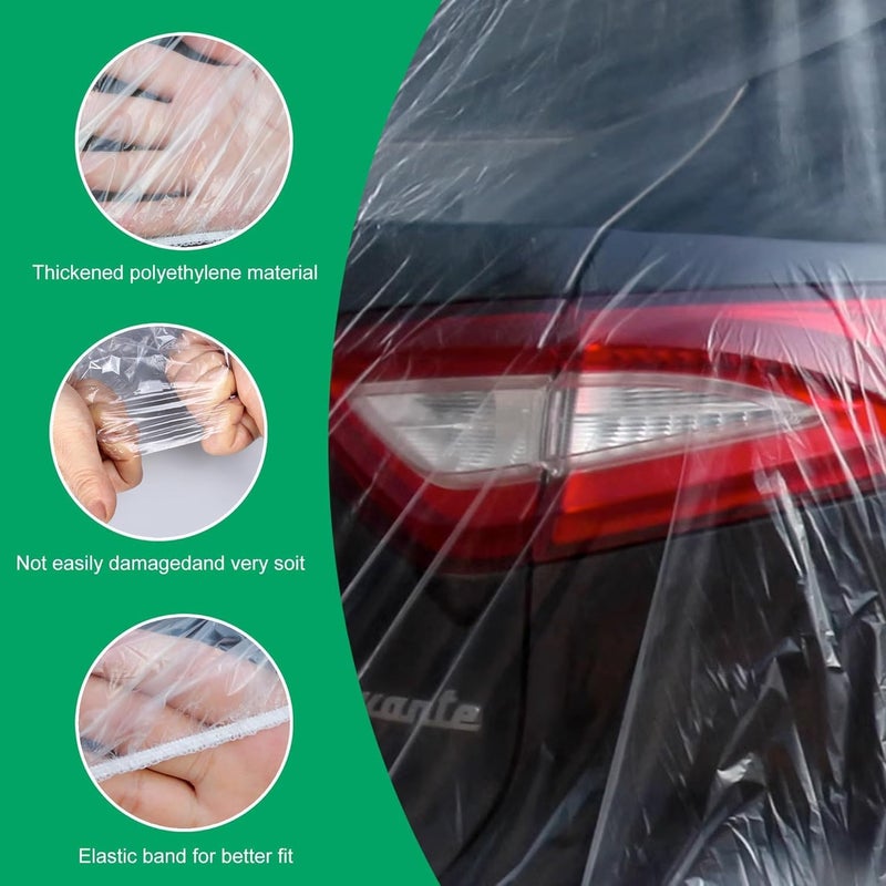 CANWUPON 4 Pack Universal Disposable Car Covers - Waterproof Plastic Car Cover for Automobiles - Universal Vehicle Cover with Elastic Band for Sedan Outdoor Snow Rain Weather, (Size L 4Pack) Diverse application fit - Image 4