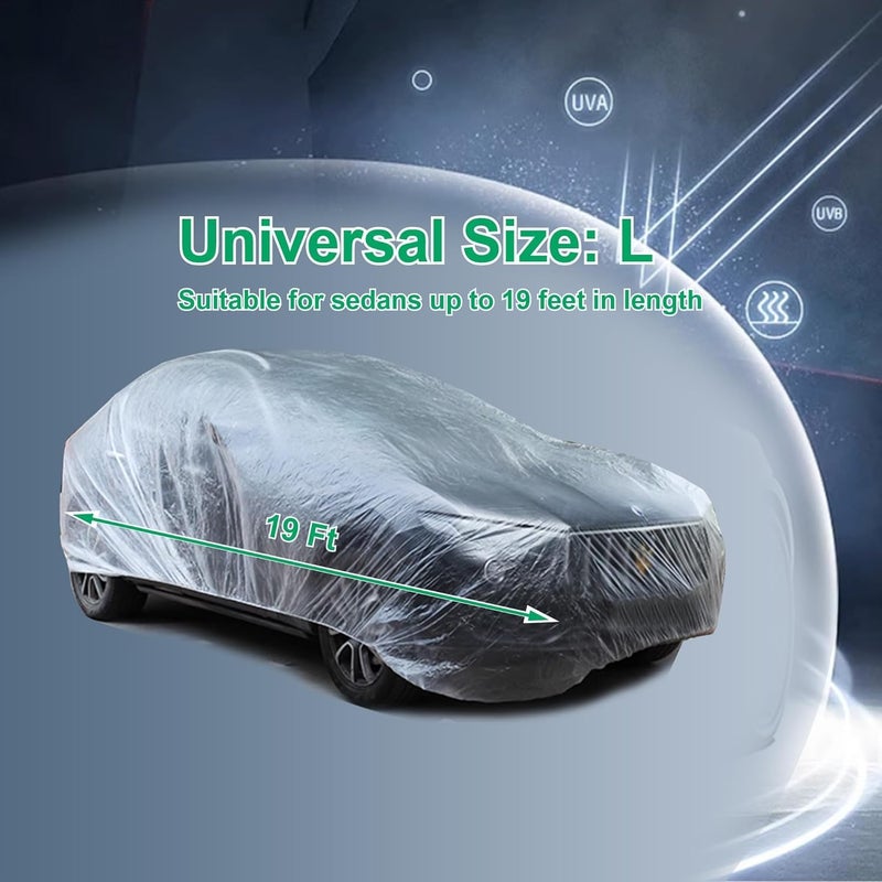 CANWUPON 4 Pack Universal Disposable Car Covers - Waterproof Plastic Car Cover for Automobiles - Universal Vehicle Cover with Elastic Band for Sedan Outdoor Snow Rain Weather, (Size L 4Pack) Diverse application fit - Image 5