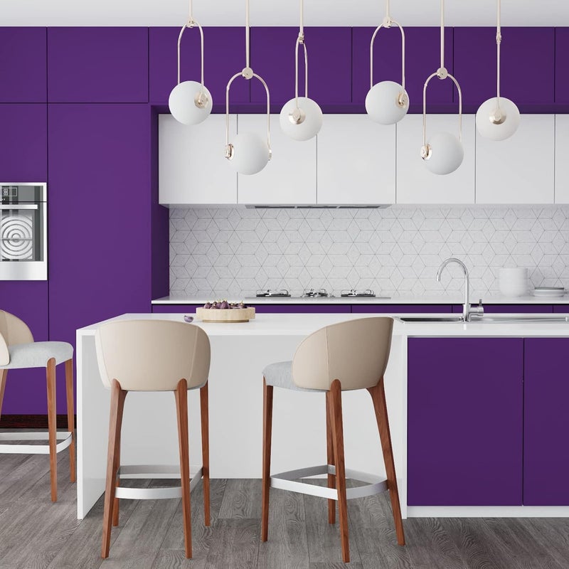 VOLEAAR ورق لاصق بنفسجي داكن 157 × 196 بوصة ورق حائط لاصق مقاوم للماء بلون صلب - Image 4