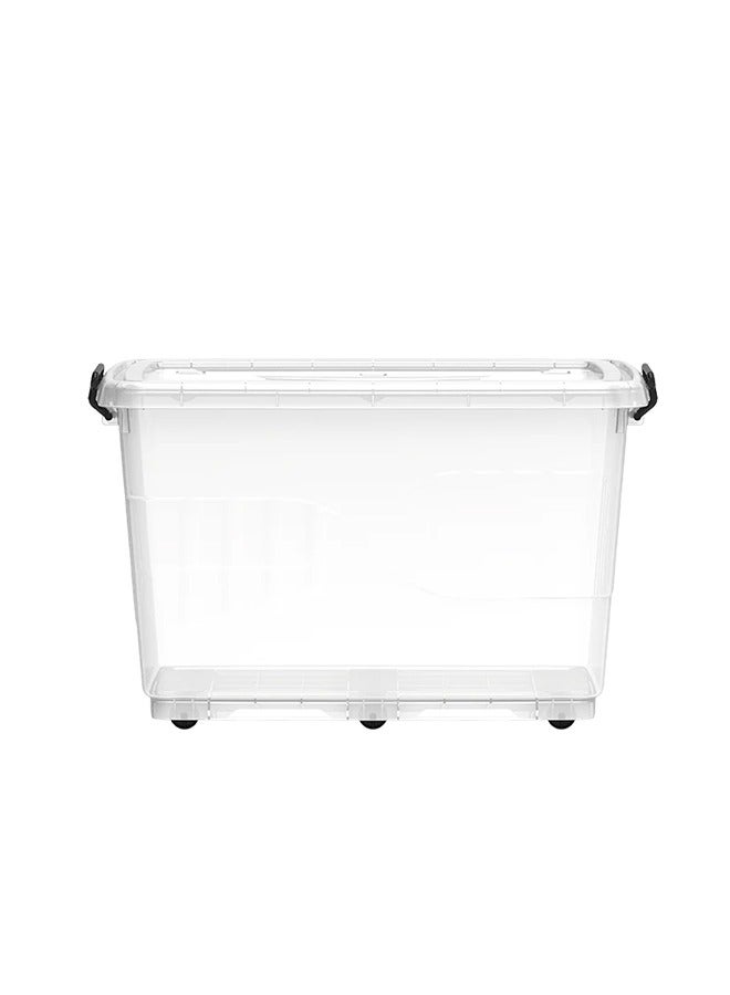كوزموبلاست صندوق تخزين بلاستيكي سعة 82 لتر، غطاء شفاف قابل للقفل، 6 عجلات - Image 3