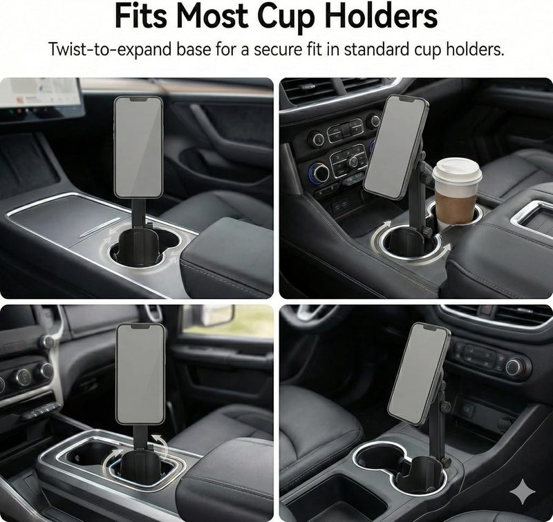 Magnetic Cup Holder Phone Mount for Car - Adjustable Long Arm, MagSafe Compatible - Image 5
