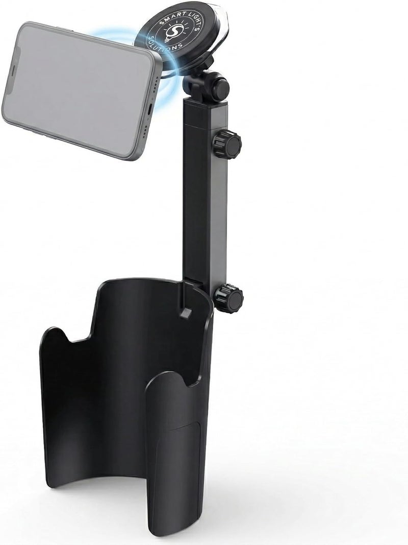 Magnetic Cup Holder Phone Mount for Car - Adjustable Long Arm, MagSafe Compatible - Image 1