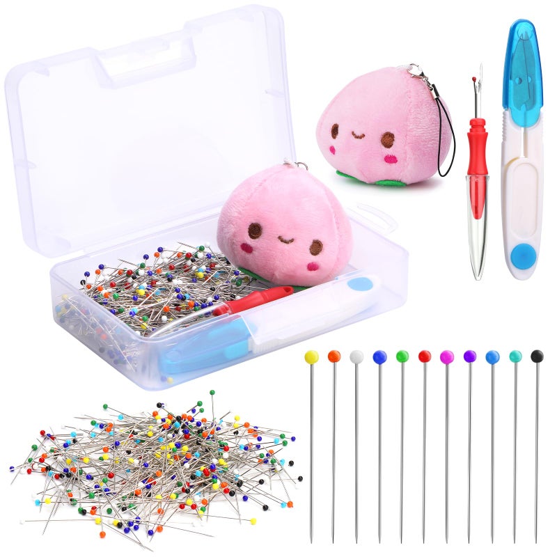 400pcs Sewing Pins 15inch Straight Pins for Fabric Multicolor Pearlized Ball Head Pins with Pin Cushion and Other Sewing Accessories for Dressmaker Jewelry DIY Decoration and Project