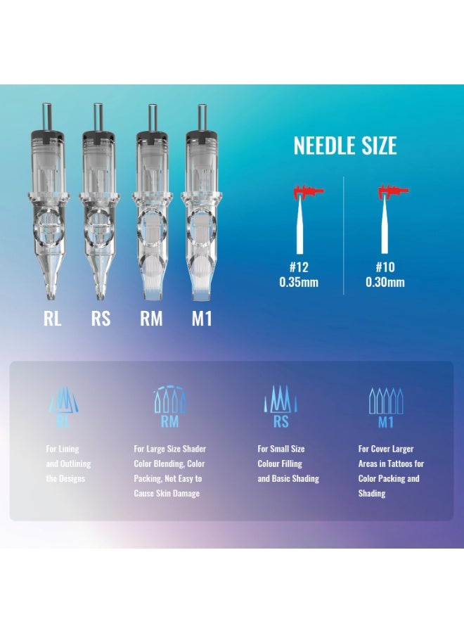 YILONG tattoo needle cartridge set - 10 pieces, disposable thin film tattoo needles, suitable for tattoo guns - Image 3
