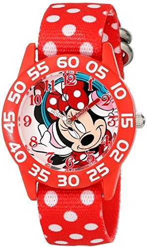 Disney Minnie Mouse Watch for Girls – Fun & Durable Minnie Mouse Watch for Toddlers – Perfect Gift Little Fans – Cute Watches Kids 3-5 with Red Bezel & White Dotted Nylon Strap - Image 3