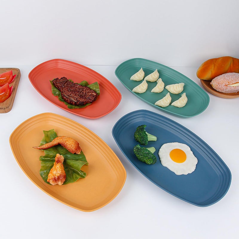 Oicia Wheat Straw Sushi Serving Plates Sushi Dishes Serving Set Dumpling Plate Japanese Sushi Platter Serving Plate Tableware Serving Dishes Sushi Plates Serving Platter Set (Yellow, Pack of 6) - Image 4