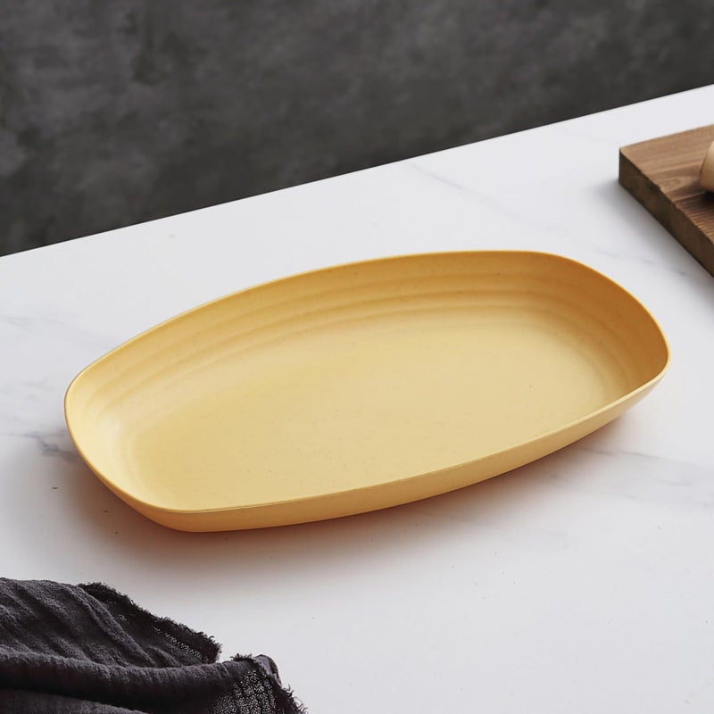 Oicia Wheat Straw Sushi Serving Plates Sushi Dishes Serving Set Dumpling Plate Japanese Sushi Platter Serving Plate Tableware Serving Dishes Sushi Plates Serving Platter Set (Yellow, Pack of 6) - Image 5