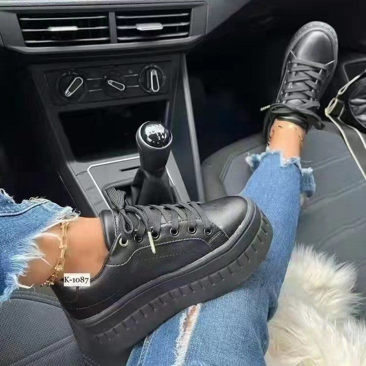 2022 autumn and winter New plus size single-layer shoes women''s and new round toe thick bottom casual all-match viscose shoes Foreign Trade single-layer shoes - Image 1