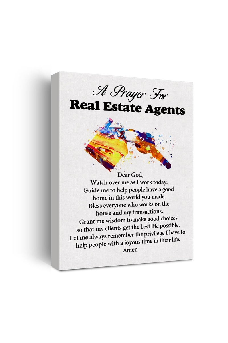 Hijie a Real Estate Agent's Prayer Quote Poster Canvas Wall Art for Office Home Decor - Image 1