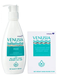 VENUSIA Dr. Reddy'S Venusia Max Intensive Moisturizing Lotion, 500G & Venusia Moisturizing Bathing Bar, Syndet Bar, 75Gfor All Skin Types, Repairs Dry Skin, Soft And Smooth Skin, Moisturized And Hydrated Skin  - Image 1