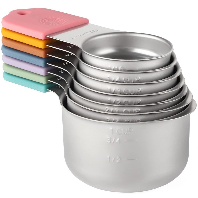 Magnetic Measuring Cups Set of 7 Stainless Steel Heavy Duty Measuring Cups for Dry  Liquid Ingredients color
