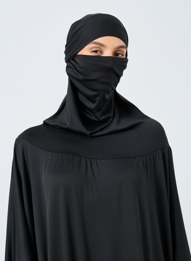 Take Two Solid Batwing Sleeve Hooded Abaya - Image 3