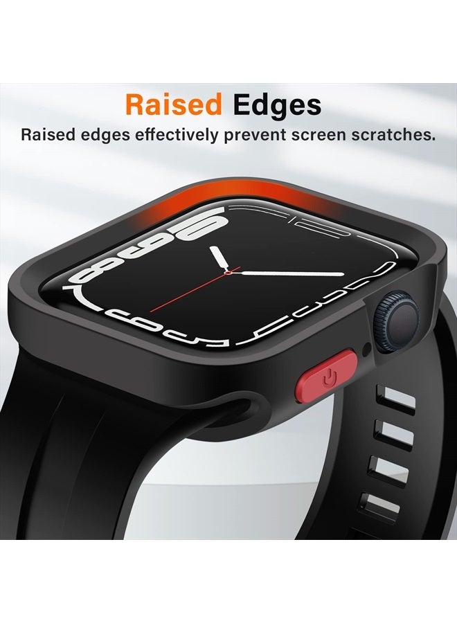 Amizee Rugged Case Compatible with Apple Watch Case Series 8/7 45mm Series 6/SE/5/4 44mm, Soft TPU Shockproof Bumper Drop Proof Protective Cover Compatible with iWatch - Black - Image 3