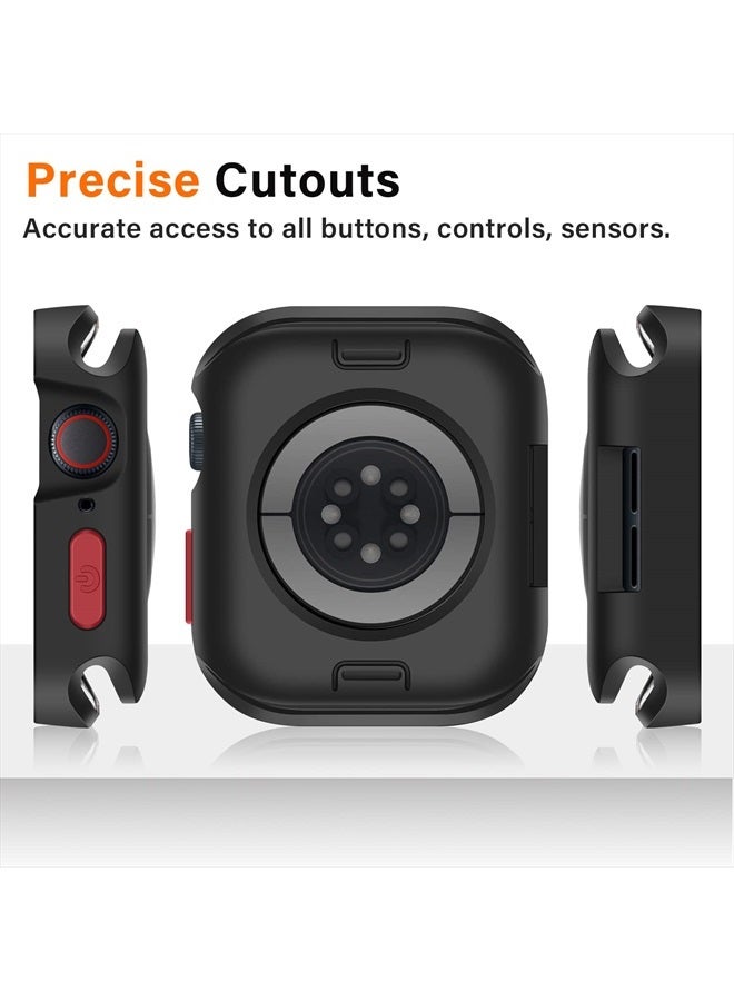 Amizee Rugged Case Compatible with Apple Watch Case Series 8/7 45mm Series 6/SE/5/4 44mm, Soft TPU Shockproof Bumper Drop Proof Protective Cover Compatible with iWatch - Black - Image 4