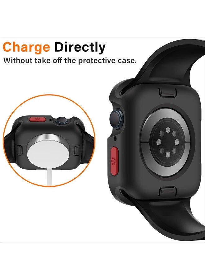 Amizee Rugged Case Compatible with Apple Watch Case Series 8/7 45mm Series 6/SE/5/4 44mm, Soft TPU Shockproof Bumper Drop Proof Protective Cover Compatible with iWatch - Black - Image 5