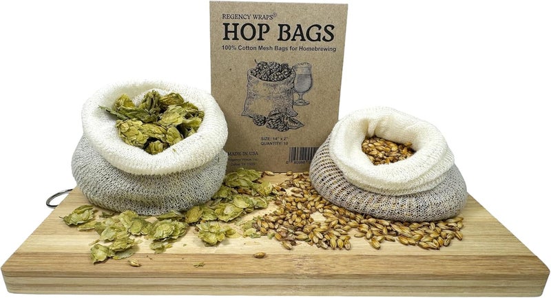 Regency Wraps أكياس نقع القفزات والحبوب، 14" (عبوة من 10)، جورب قطن ناعم لفلترة القفزات والحبوب والتوابل لملحقات صناعة البيرة والنبيذ والسيدر - Image 2