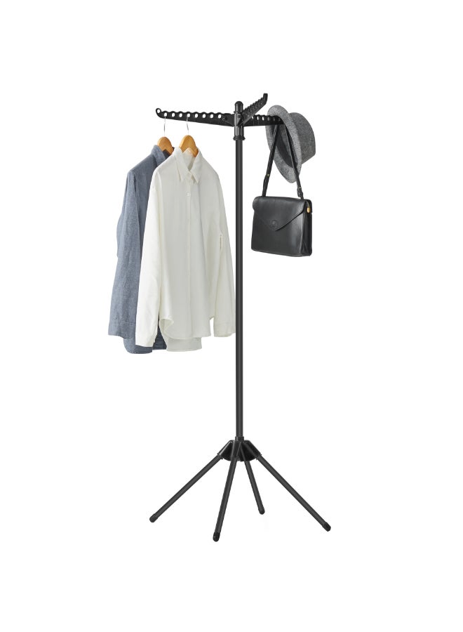 SONGMICS حامل الملابس من سونغميكس، رف تجفيف الملابس مع 3 أذرع دوارة لتعليق الملابس، رف غسيل داخلي قابل للطي بأربعة أرجل، مصنوع من الفولاذ المقاوم للصدأ، يتسع لـ 27 قطعة من الملابس، بارتفاع 150 سم، باللون الأسود - Image 1