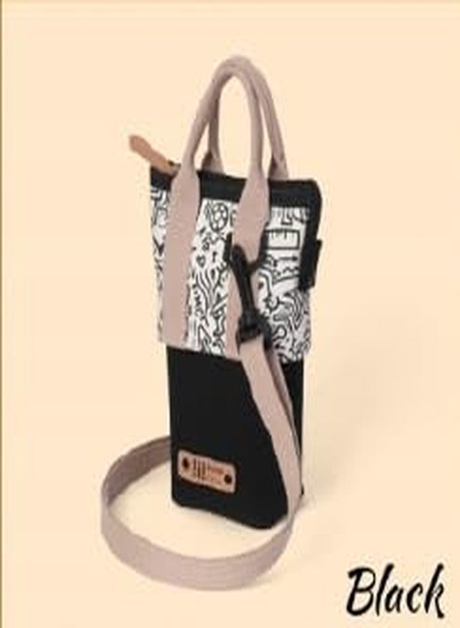 SID MAGIC Mini Sling Bag Aesthetic 6-in-1 Multi-Purpose Design Functions as a Pencil Pouch, Mini Sling Bag, Desk Organizer Caddy, Makeup Brush Holder, Water Bottle Carrier, and Travel (Black) - Image 2