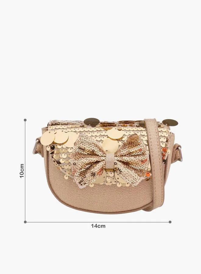 Disney Minnie Mouse Bow Embellished Crossbody Bag with Flap Closure