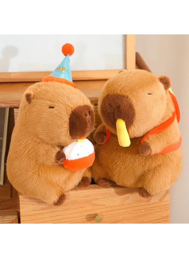 Ditucu Cute Capybara Plush with Happy Birthday Hat Holding Cake Soft Capibara Stuffed Animal Plushies Toys for Birthday Gifts Party Decoration for Kids Brown 8.6 inch - Image 5