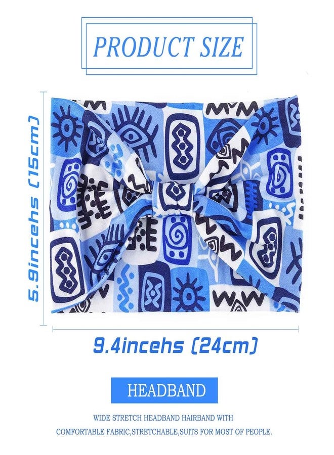 Olbye African Print Headbands Wide Stretch Headwrap Turban Knotted Non Slip Hairbands Yoga Running Athletic Head Bands Workout Boho Head Scarfs Hair Accessories for Women 4Pcs (African C, 9.4*5.9'') - Image 5