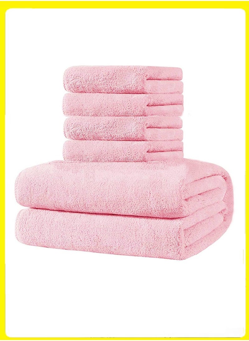 MYONE 3pcs Soft Absorbent Bath Towel, Non-Shedding Thickened Towel, Shower Towel Suitable For Bathroom, 1*70x140cm Bath Towel, Bath Towel Set,2*35x75cm Face Towel- For Bathroom, Hotel, Spa, Beach and Gym,Pink  - Image 1