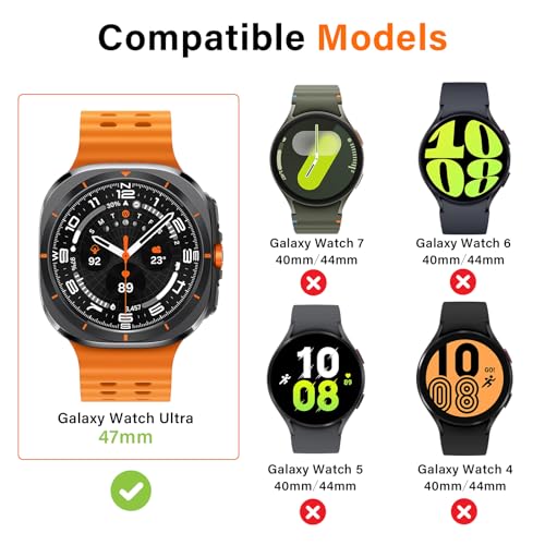 Amizee Rugged Case Compatible with Samsung Galaxy Watch Ultra (2025/2024) 47mm with Back Cover, Metal Bumper Ultra Thin Shockproof Protective Cover for Galaxy Watch 7/8 Ultra, Silver/White - Image 2