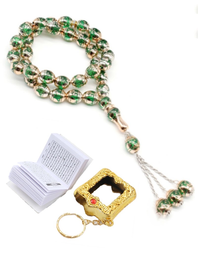 Mini Quran Keychain with prayer beads, Mini Islamic Key Chain for Women Men, Handbag Pendant Wallet Key Ring, Muslim Key Holder Accessories - Image 2