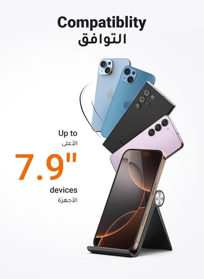 جيكومو حامل هاتف مكتبي محمول ، حامل هاتف محمول ثابت متوافق مع معظم iPhone 16/15 ، Samsung Galaxy S24 / الهواتف ، سلسلة  أسودiPad ، تابلت / S23 ، Xiaomi ، HONOR - Image 5