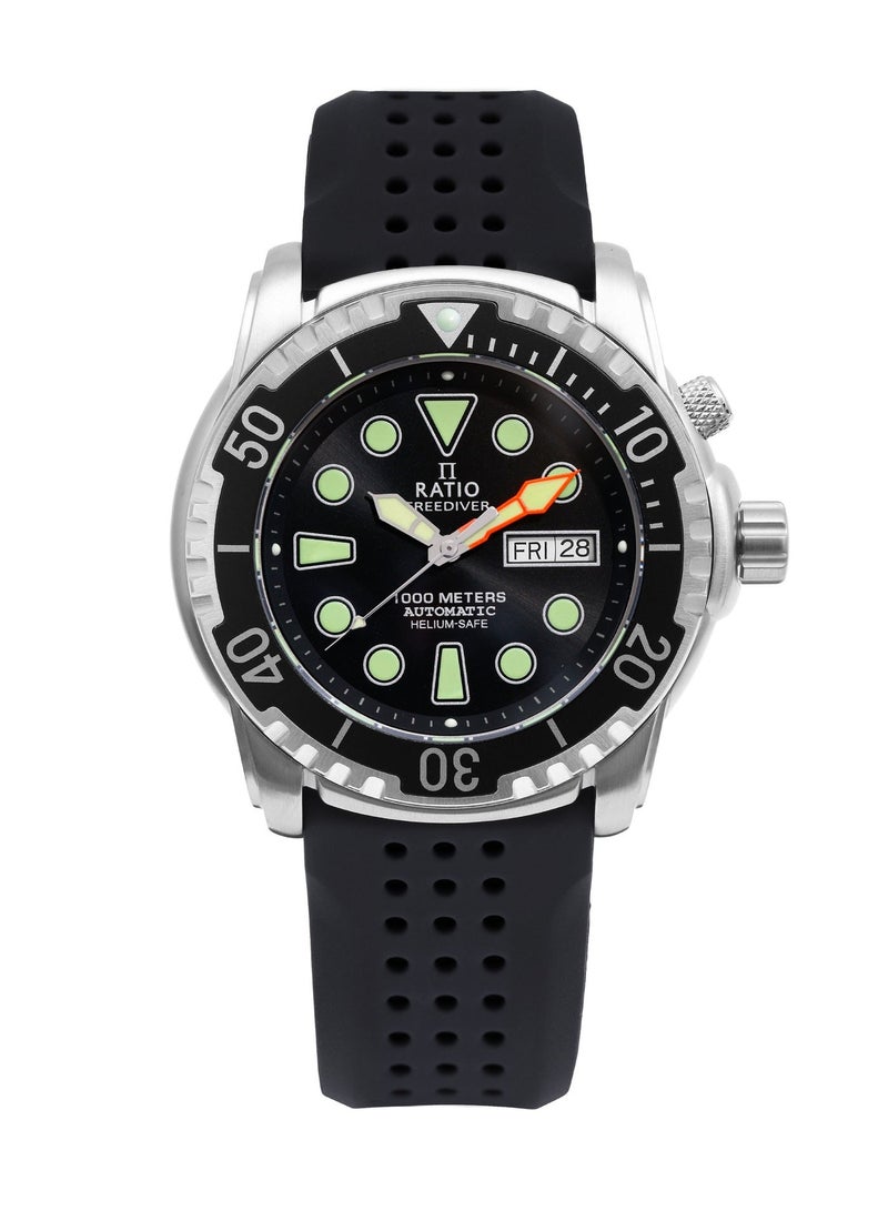 Ratio FreeDiver Version 02 Helium Safe 1000M Sapphire Automatic Black Dial 1068HA90-34VA-BLK-V02 Men's Watch - Image 1
