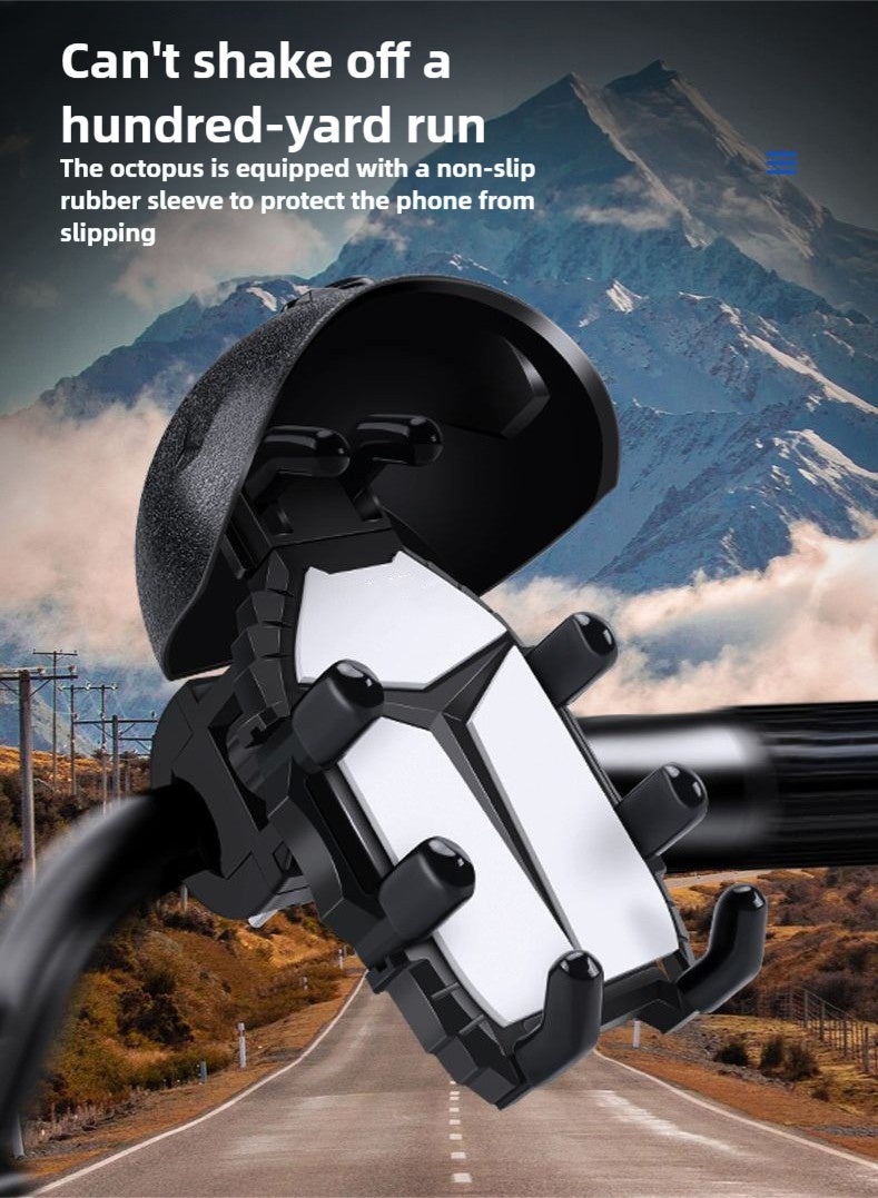Haidue Black Handlebar Mini Helmet Phone Mount for Motorcycle/Bike|One-Handed 1-Second Quick Release + Auto-Locking Anti-Shake Waterproof|360°Rotation 4.7-7.0inch Phones Navigation Accessory - Image 3