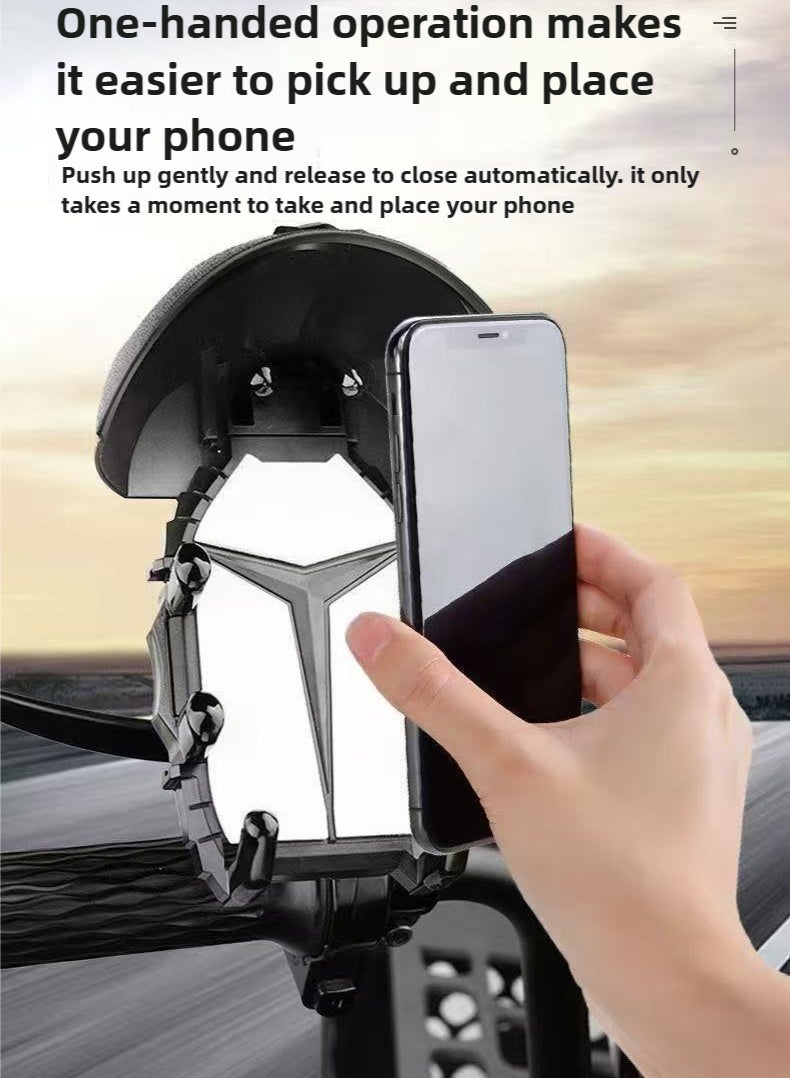 Haidue Black Handlebar Mini Helmet Phone Mount for Motorcycle/Bike|One-Handed 1-Second Quick Release + Auto-Locking Anti-Shake Waterproof|360°Rotation 4.7-7.0inch Phones Navigation Accessory - Image 2