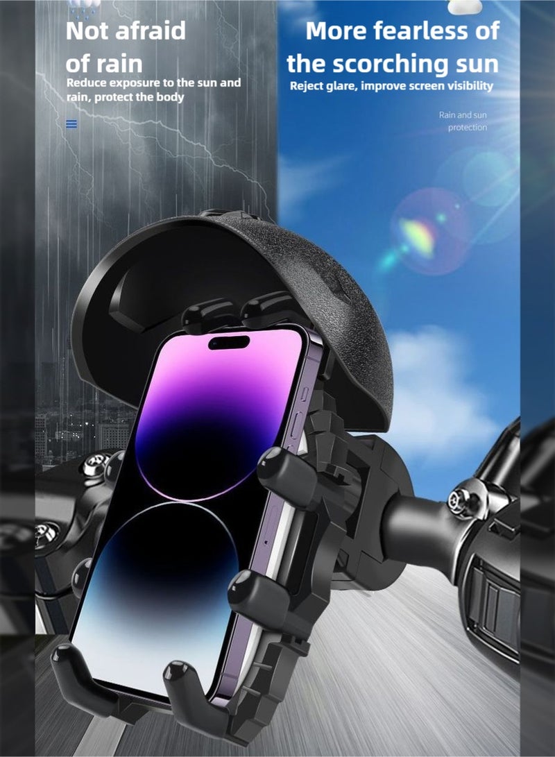 Haidue Black Handlebar Mini Helmet Phone Mount for Motorcycle/Bike|One-Handed 1-Second Quick Release + Auto-Locking Anti-Shake Waterproof|360°Rotation 4.7-7.0inch Phones Navigation Accessory - Image 1