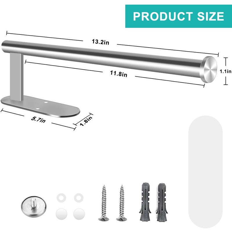 MGahyi Paper Towel Holder Wall Mount, Self Adhesive Or Drilling Paper Towel Holder Under Cabinet, 13.2 inch Stainless Steel Kitchen Paper Towel Roll Rack, Bathroom Towel Roll Hanger(Silver, Rectangle) - Image 2