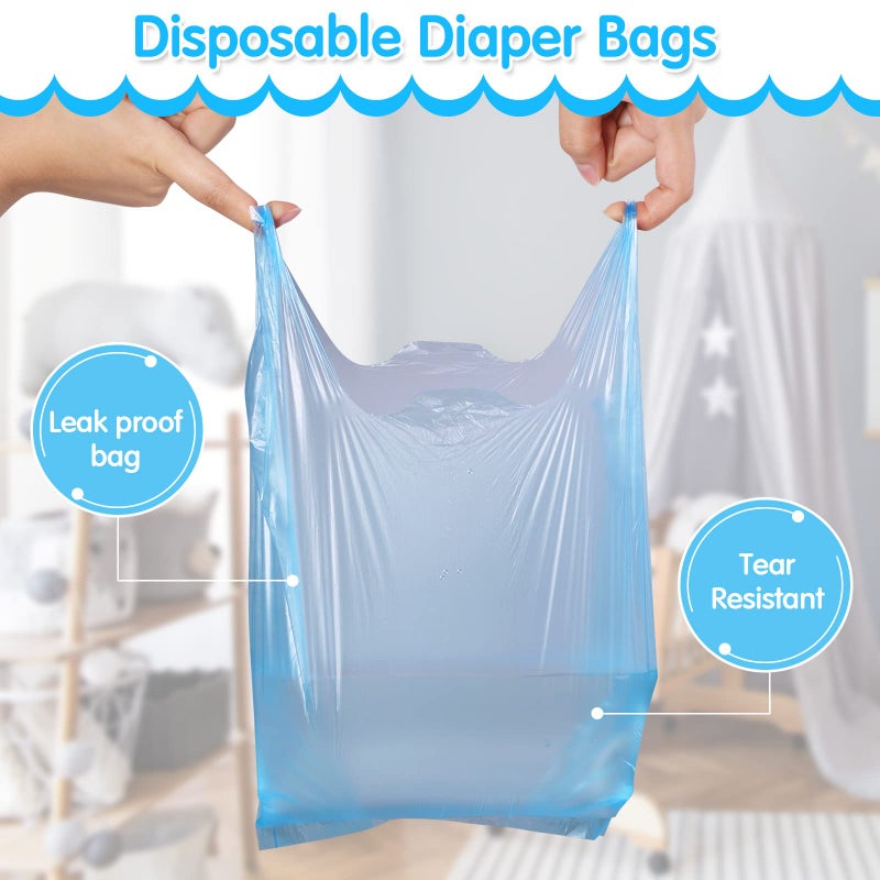 Sinmoe 1600 Count Baby Disposable Diaper Bags Scented Diaper Sacks with Tie Handle Disposal Trash Sacks Baby  Waste Bag Refill(Blue) - Image 4