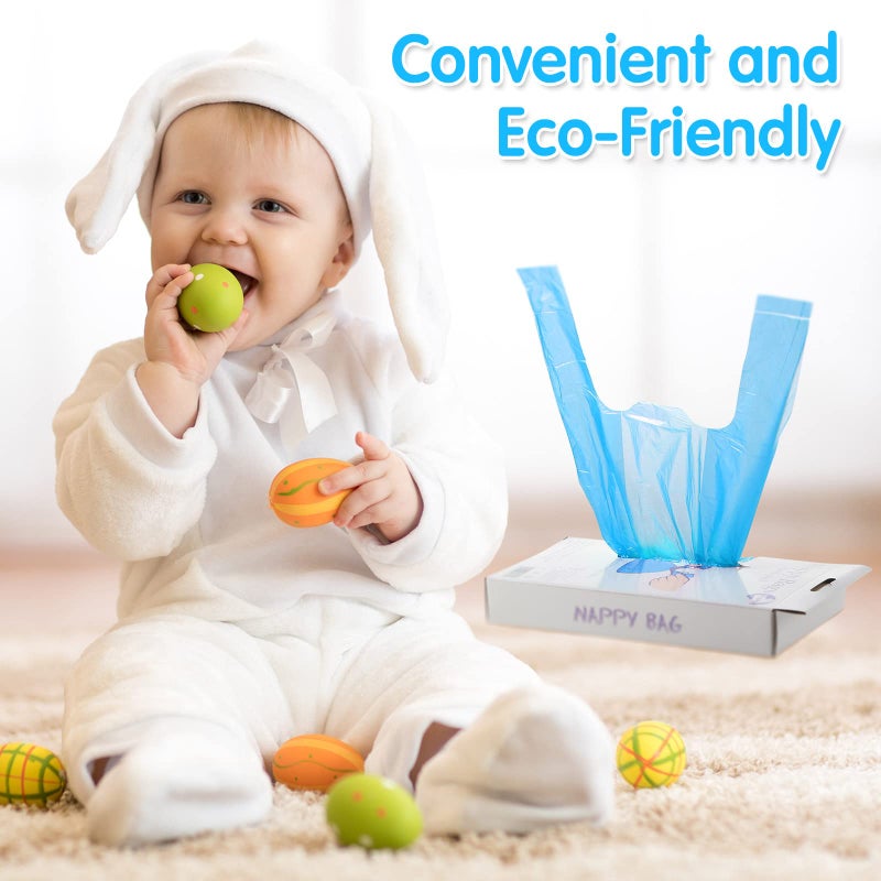 Sinmoe 1600 Count Baby Disposable Diaper Bags Scented Diaper Sacks with Tie Handle Disposal Trash Sacks Baby  Waste Bag Refill(Blue) - Image 5
