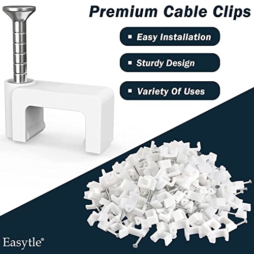 Easytle Cable Clips Nail in Cable Clips 100 Pcs 8mm Flat Ethernet Cable Wall Clips Cable Tacks Coax Cable Clip Speaker Wire Clips Cable Nails for Cords Cat5/Cat5e/Cat6/Cat7 RJ45 Cord Clips - Image 4