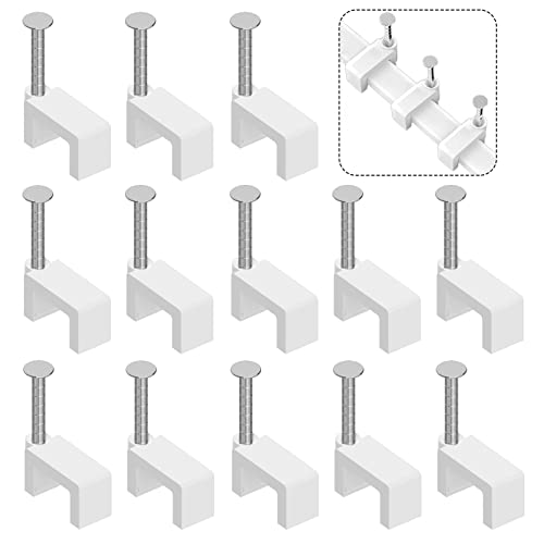 Easytle Cable Clips Nail in Cable Clips 100 Pcs 8mm Flat Ethernet Cable Wall Clips Cable Tacks Coax Cable Clip Speaker Wire Clips Cable Nails for Cords Cat5/Cat5e/Cat6/Cat7 RJ45 Cord Clips - Image 1