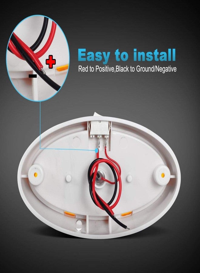 Partsam مصباح بارتسام بيضاوي الشكل بتقنية LED، مناسب للاستخدام الخارجي في الشرفات، مزود بمفتاح تشغيل، يعمل بجهد 12 فولت، بديل مثالي للمركبات الترفيهية، والقوارب، والمقطورات، والكرفانات، والمقطورات ذات العجلات الخامسة. قاعدة بيضاء مع عدسات شفافة وعنبرية قابلة للتركيب بسهولة. يُثبت على السطح. - Image 5
