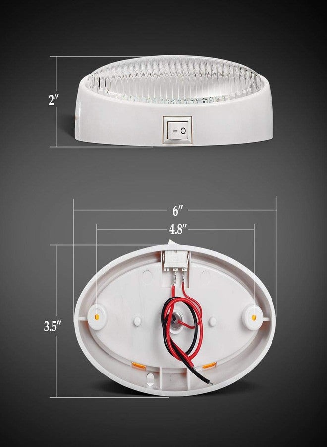 Partsam مصباح بارتسام بيضاوي الشكل بتقنية LED، مناسب للاستخدام الخارجي في الشرفات، مزود بمفتاح تشغيل، يعمل بجهد 12 فولت، بديل مثالي للمركبات الترفيهية، والقوارب، والمقطورات، والكرفانات، والمقطورات ذات العجلات الخامسة. قاعدة بيضاء مع عدسات شفافة وعنبرية قابلة للتركيب بسهولة. يُثبت على السطح. - Image 3