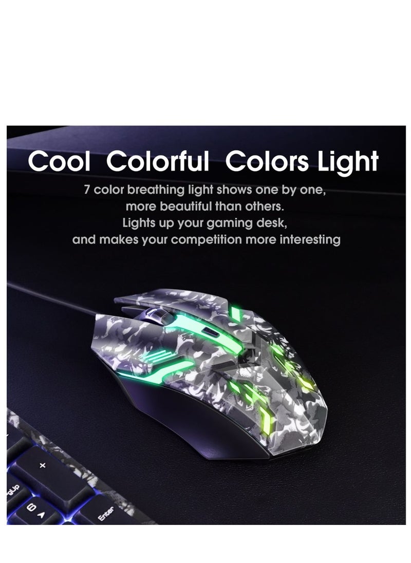 onikuma مجموعة لوحة المفاتيح/ الماوس/ سماعة الرأس السلكية 3 في 1 من Onikuma TZ3002 RGB للألعاب (رمادي مموه)  - Image 4