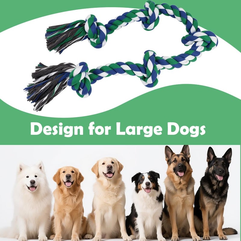 SZEE Dog Rope Toy for Large Dogs, 37 Inch 5 Knots, Tug of War Rope for Large Breeds, for Energy Release & Boredom Relief (Green & Blue) - Image 3