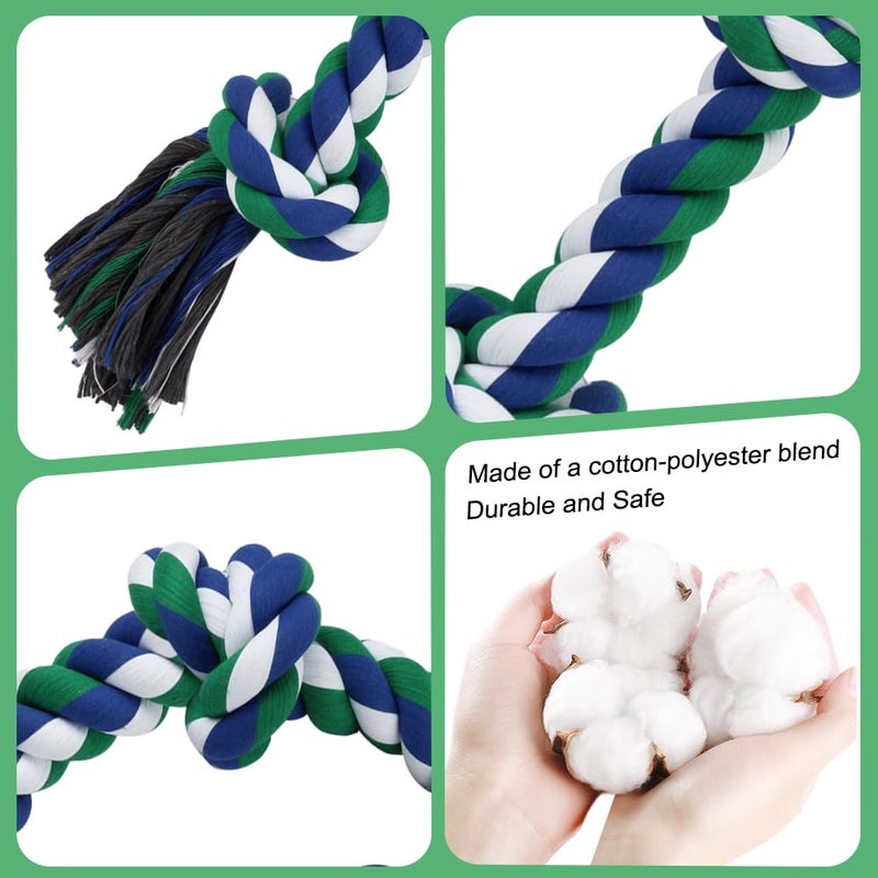 SZEE Dog Rope Toy for Large Dogs, 37 Inch 5 Knots, Tug of War Rope for Large Breeds, for Energy Release & Boredom Relief (Green & Blue) - Image 4