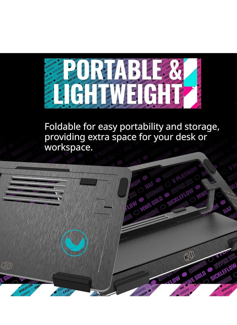 COOLER MASTER ErgoStand Air 30th Anniversary Laptop Cooler, Aluminum Alloy, Soft Rubber Padding, Ergonomic Versatility, Portable & Lightweight, Supports up to 15” Laptop | Black  - Image 5