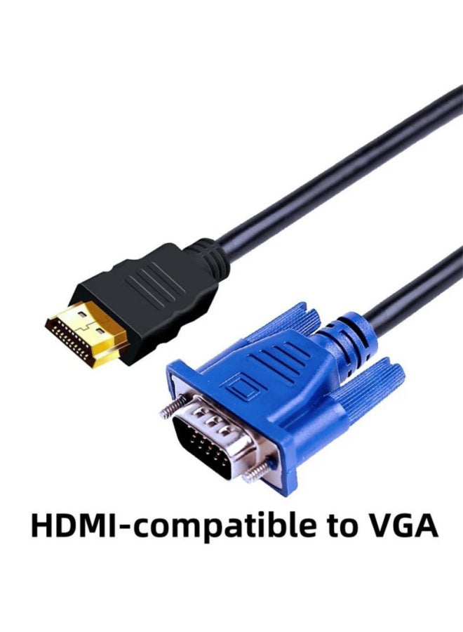 HD 1080P HDMI متوافق مع محول كابل VGA صوت فيديو اللون: أسود، طول الخط: 1.5 متر - Image 3